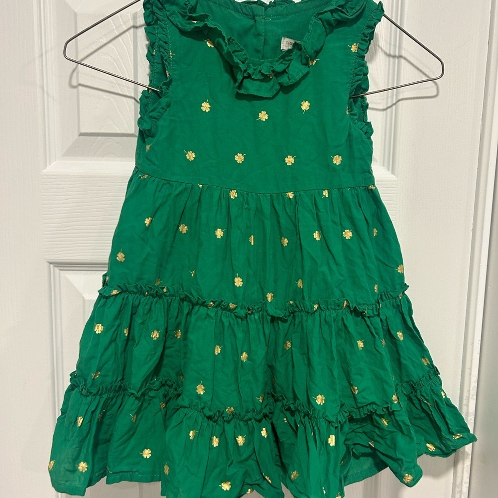 Christian Siriano Green Sleeveless Sundress Gold Shamrock Accents St‎ Patrick's